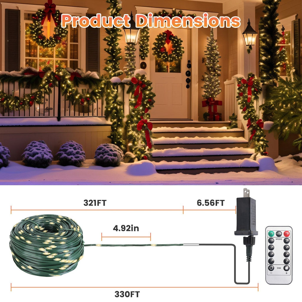 330ft Outdoor Fairy Lights – 1000 LED with Remote