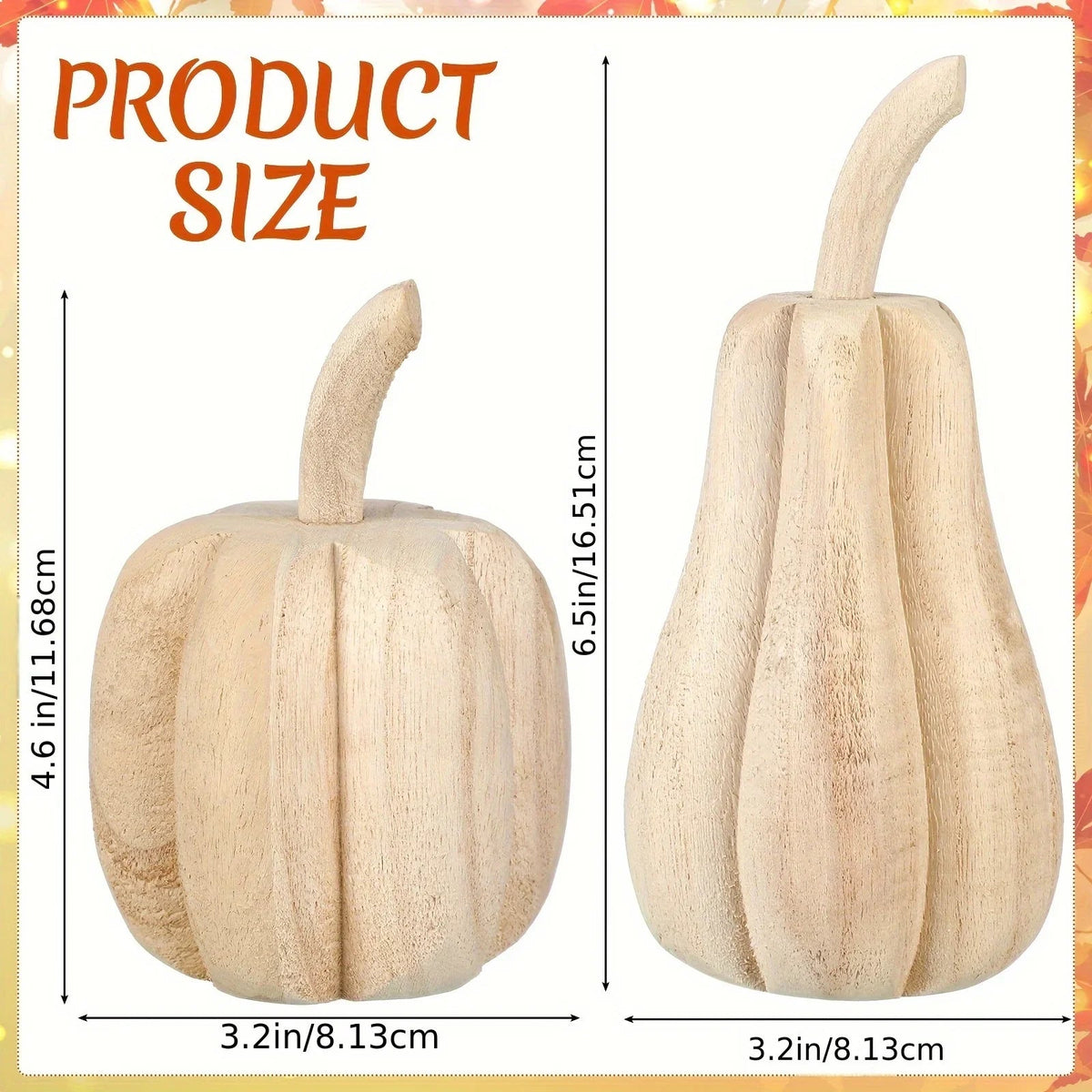 Hand-Carved Wooden Pumpkins (Set of 2)