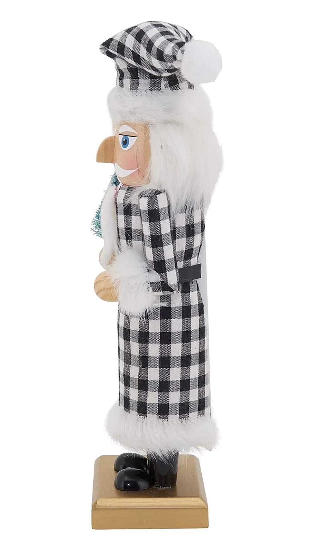 Black Buffalo Plaid Wooden Nutcracker