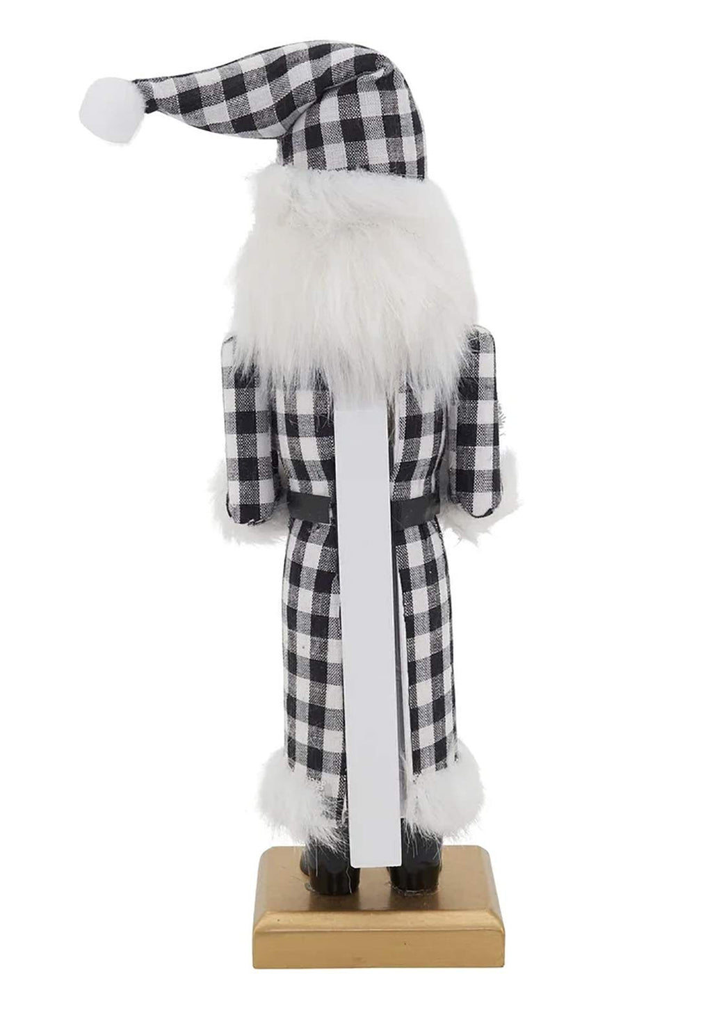 Black Buffalo Plaid Wooden Nutcracker