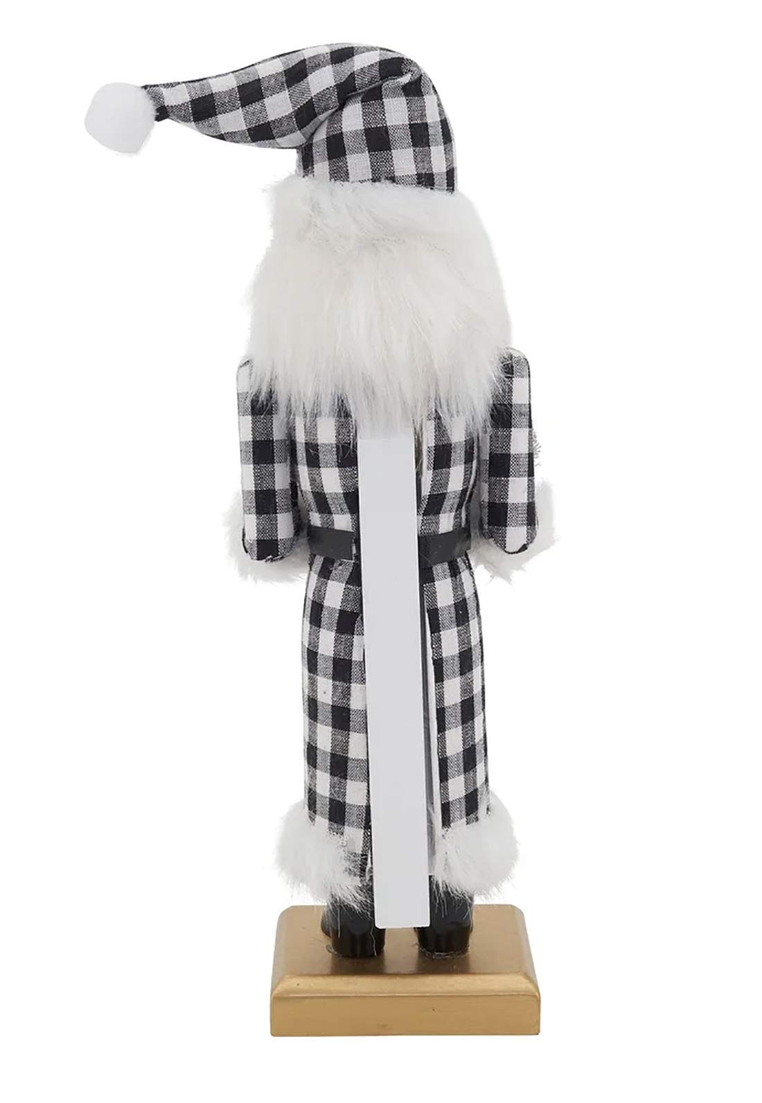 Black Buffalo Plaid Wooden Nutcracker