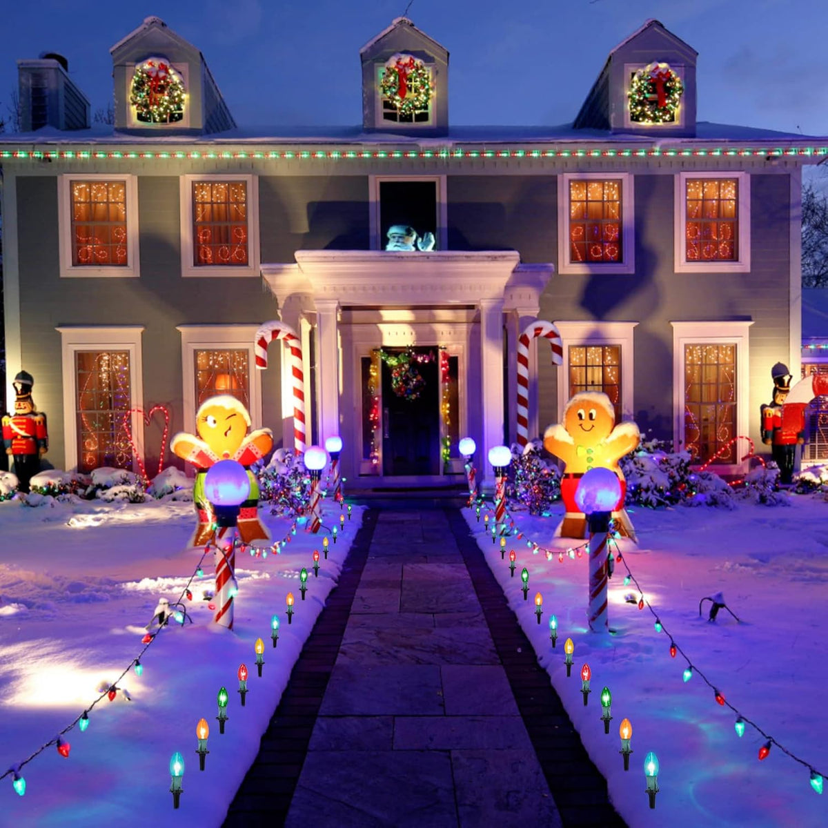 Outdoor Christmas Pathway Lights – 25.7ft C9 with Stakes