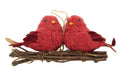 Handmade Perched Cardinal Pair Ornament