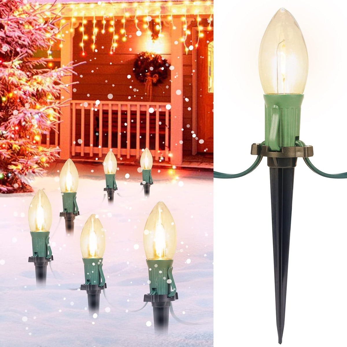 Outdoor Christmas Pathway Lights – 25.7ft C9 with Stakes
