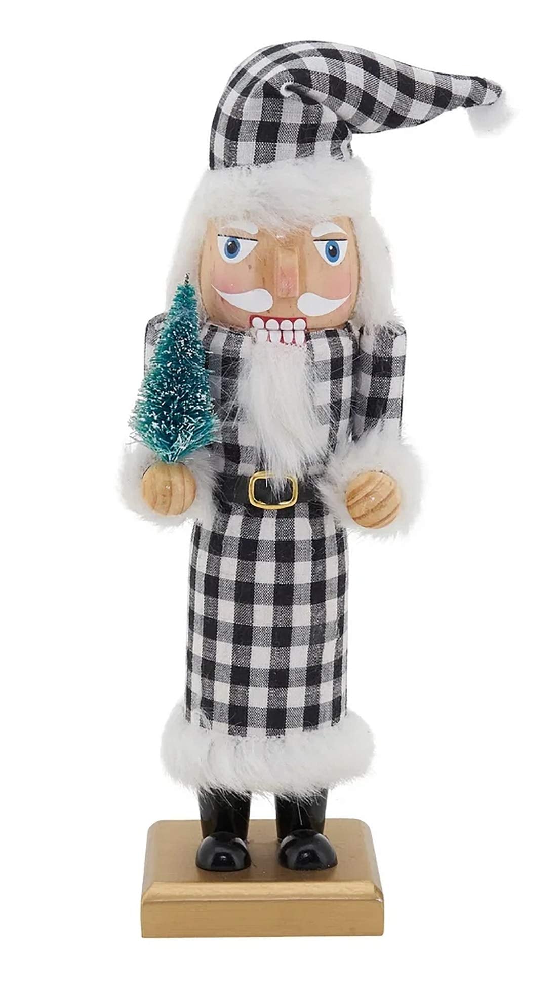 Black Buffalo Plaid Wooden Nutcracker
