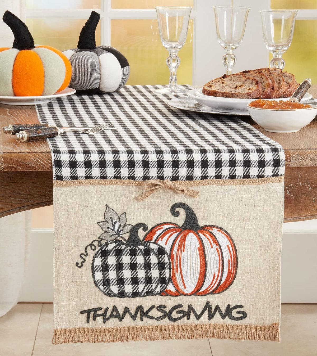 Harvest Pumpkin Plaid Table Runner