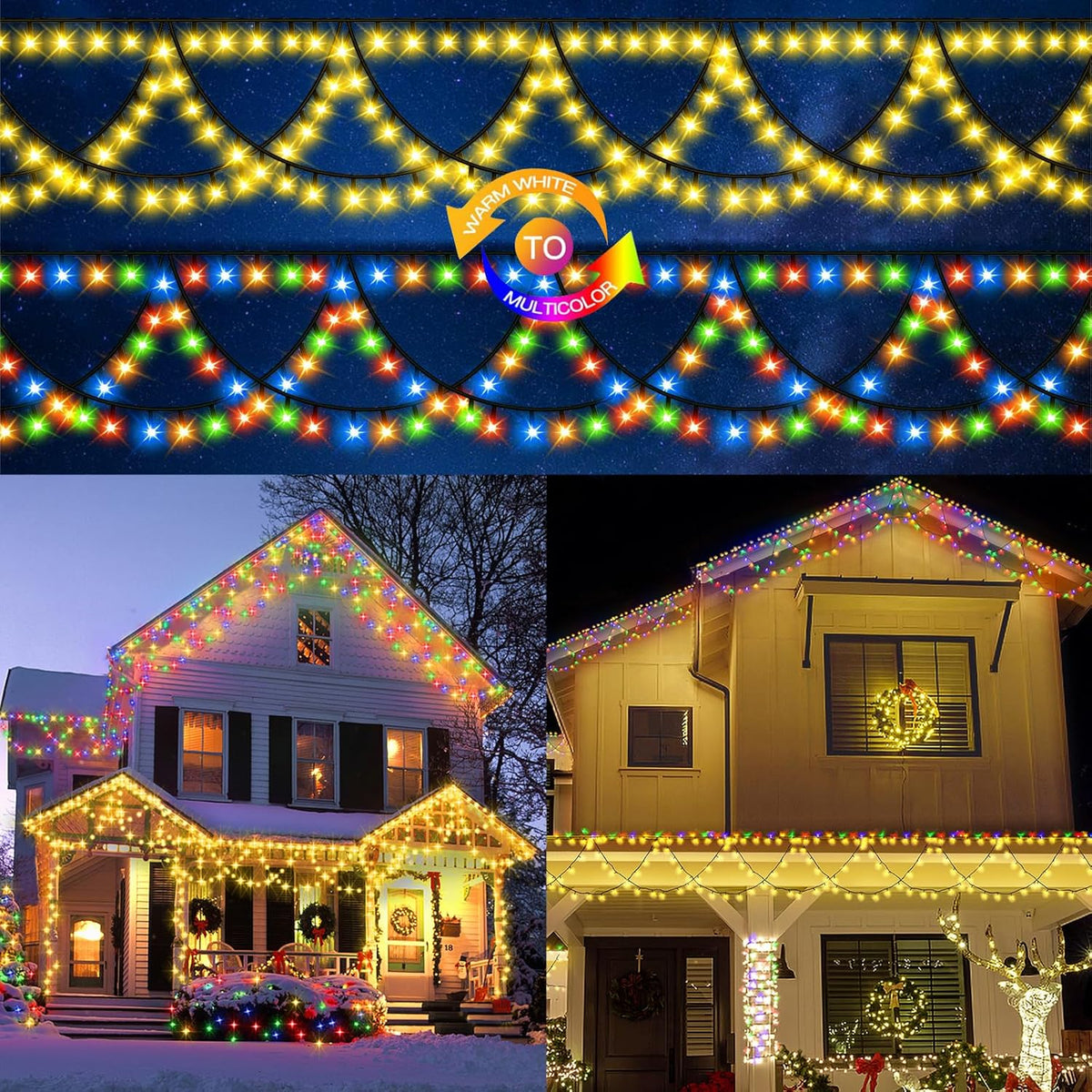 40ft Outdoor Christmas String Lights – 380 LED, 8 Modes