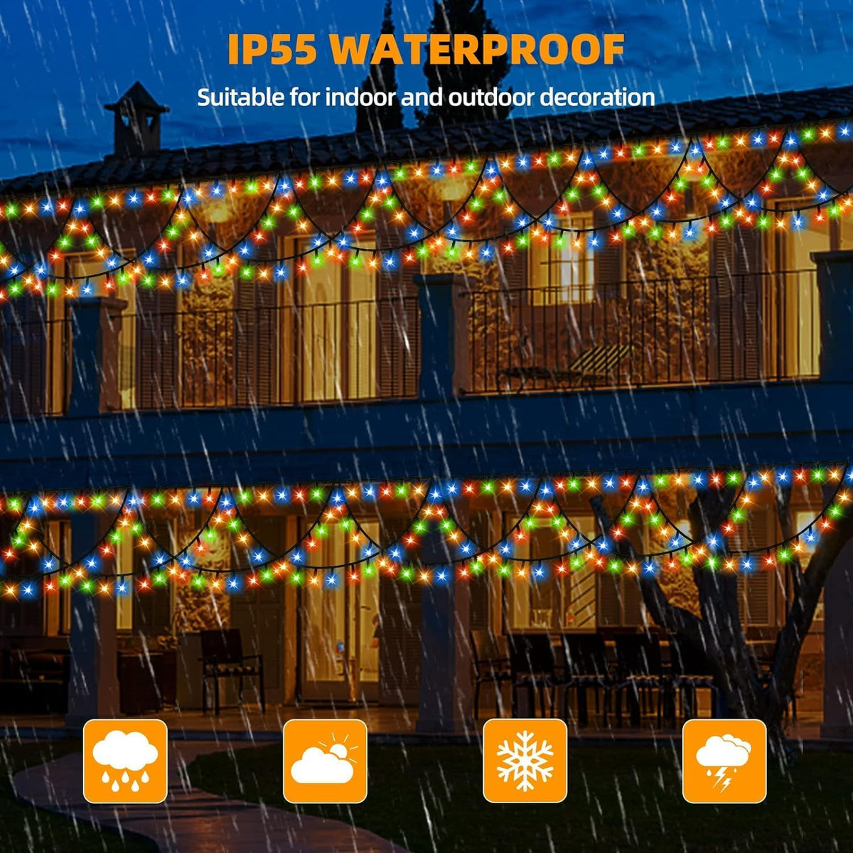 40ft Outdoor Christmas String Lights – 380 LED, 8 Modes