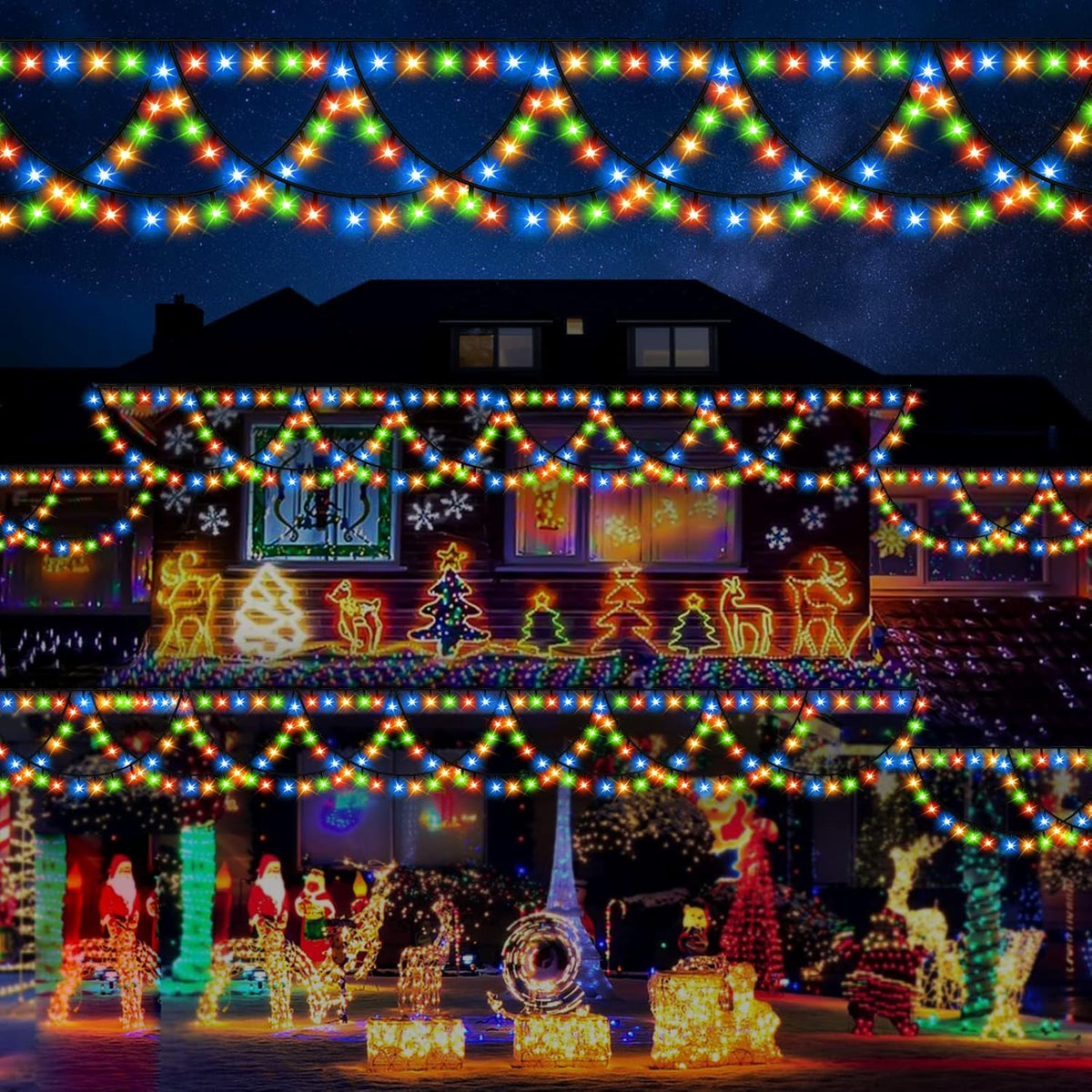 40ft Outdoor Christmas String Lights – 380 LED, 8 Modes