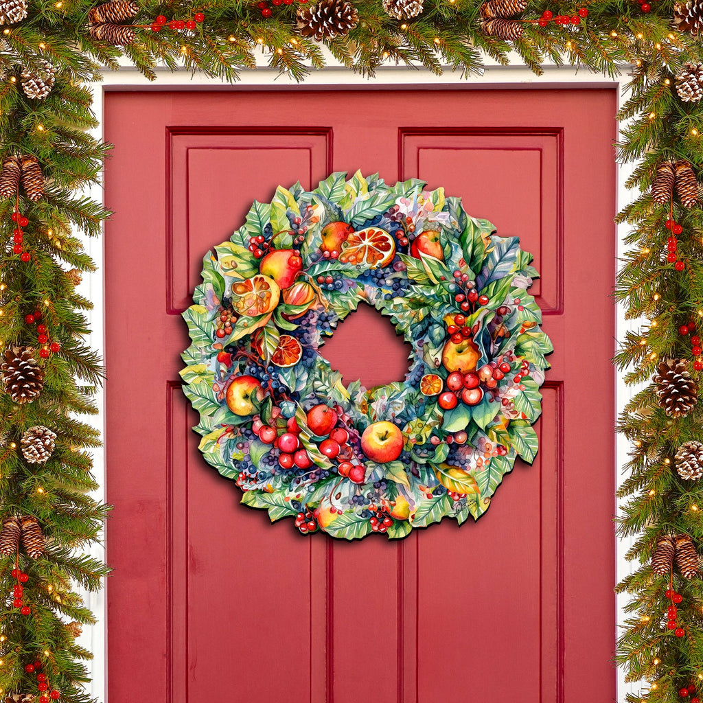 Harvest Fruit Wreath Wooden Door Hanger
