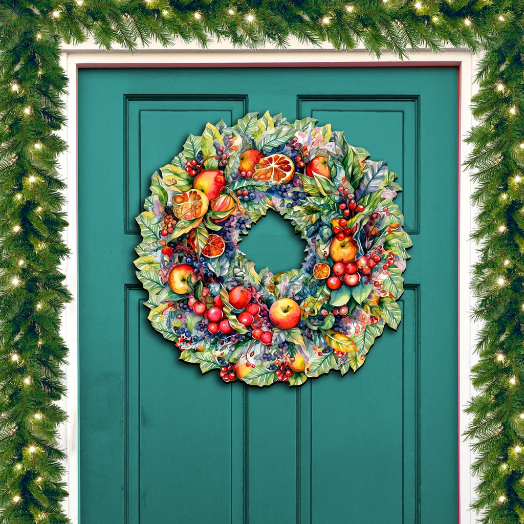 Harvest Fruit Wreath Wooden Door Hanger