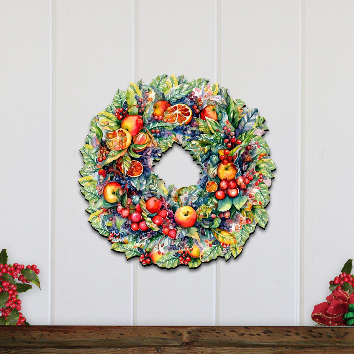 Harvest Fruit Wreath Wooden Door Hanger