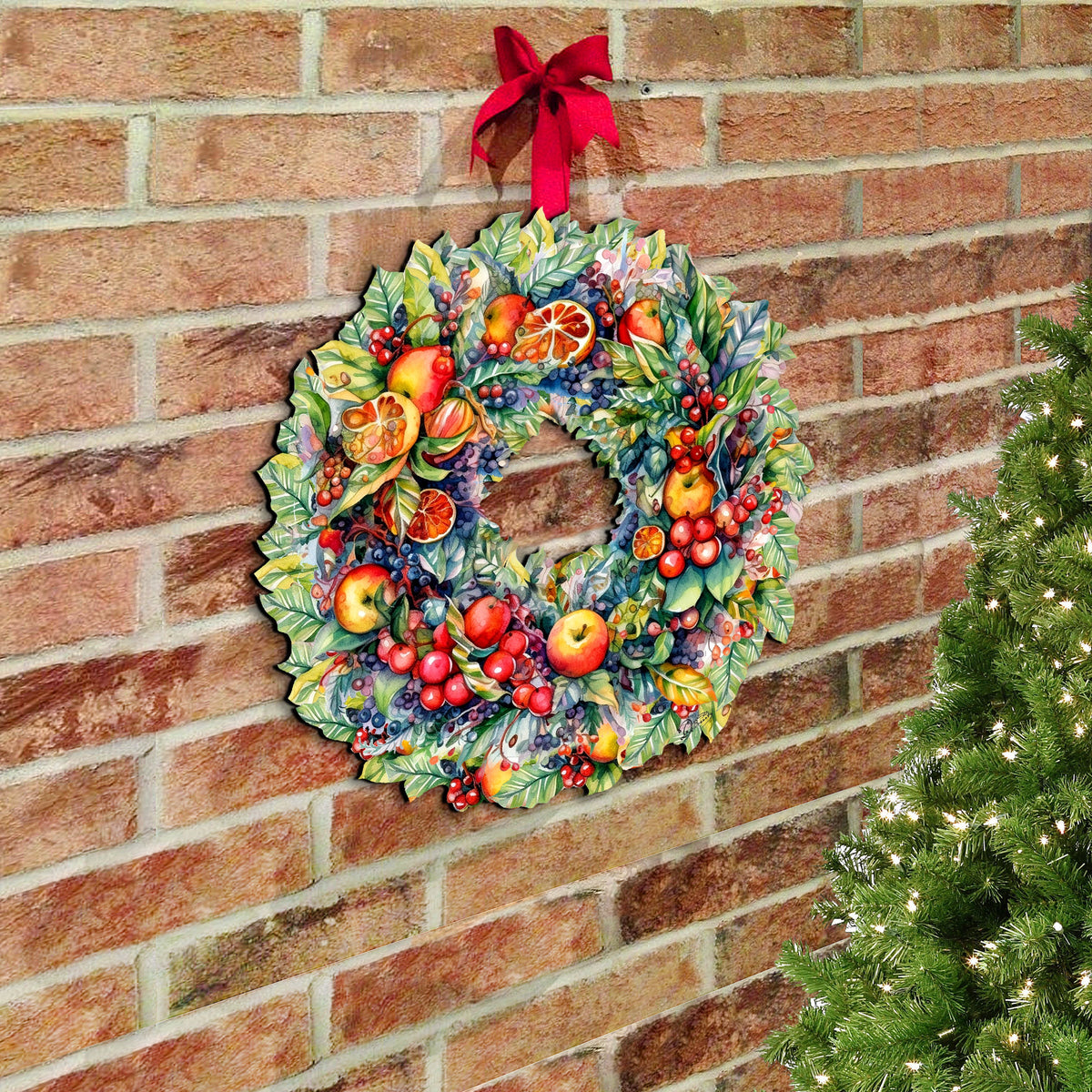 Harvest Fruit Wreath Wooden Door Hanger