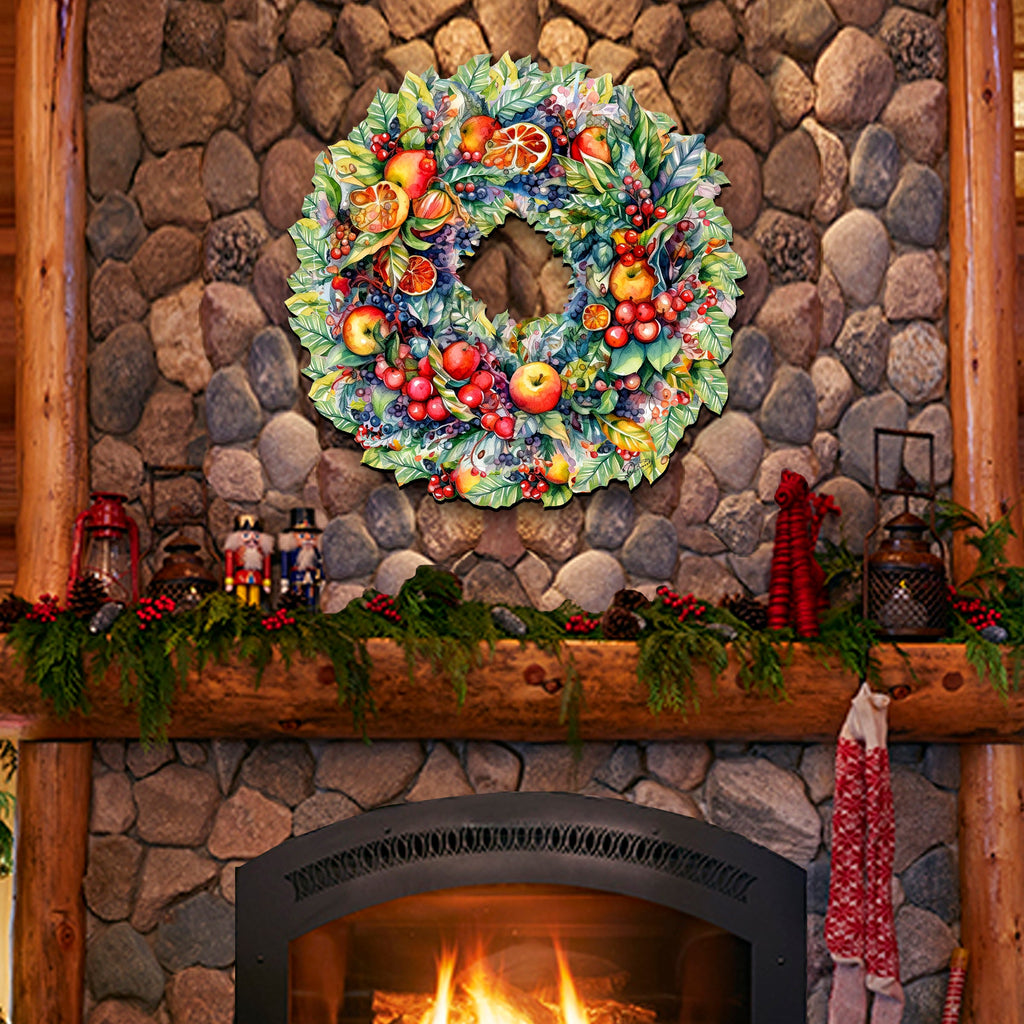 Harvest Fruit Wreath Wooden Door Hanger