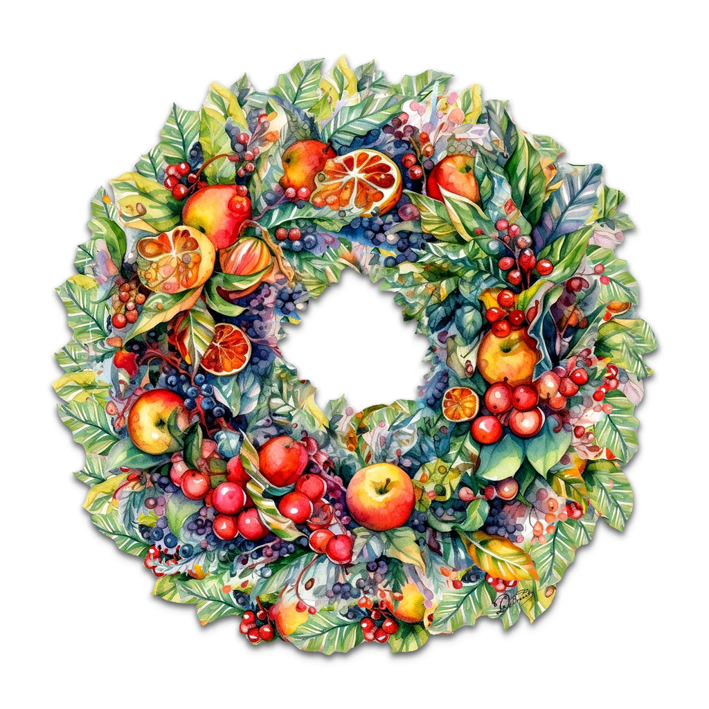 Harvest Fruit Wreath Wooden Door Hanger