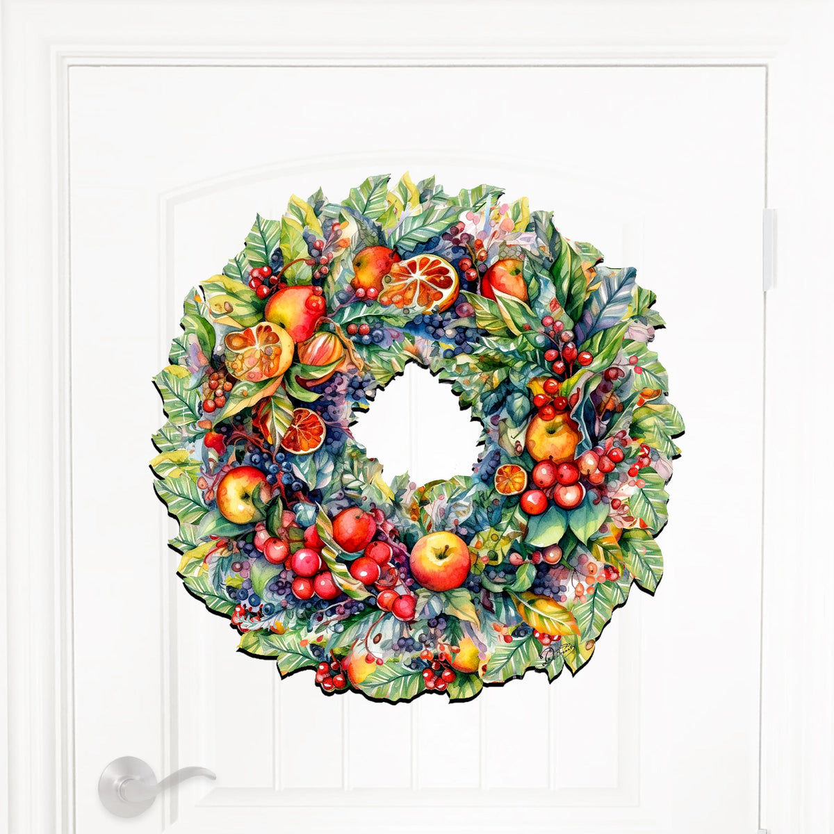Harvest Fruit Wreath Wooden Door Hanger