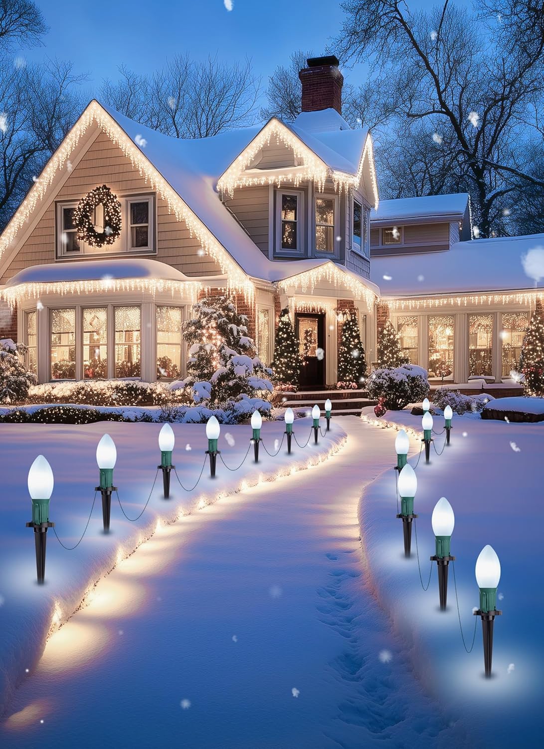 Outdoor Christmas Pathway Lights – 25.7ft C9 with Stakes