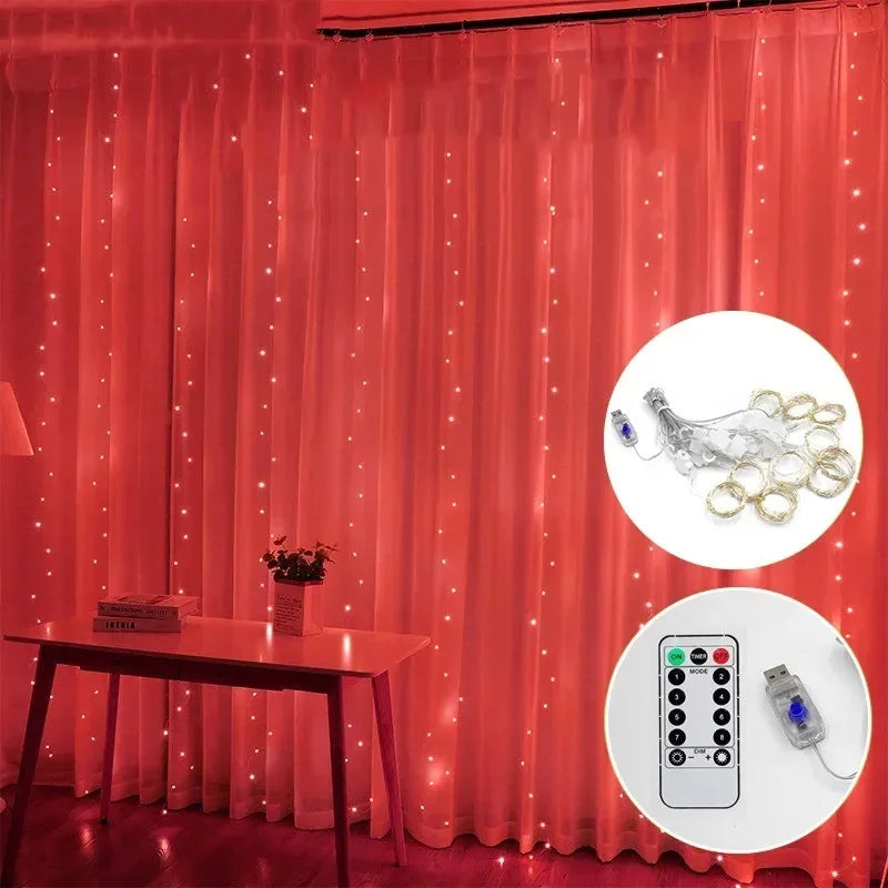 LED Curtain Fairy Lights – 8 Modes with Remote