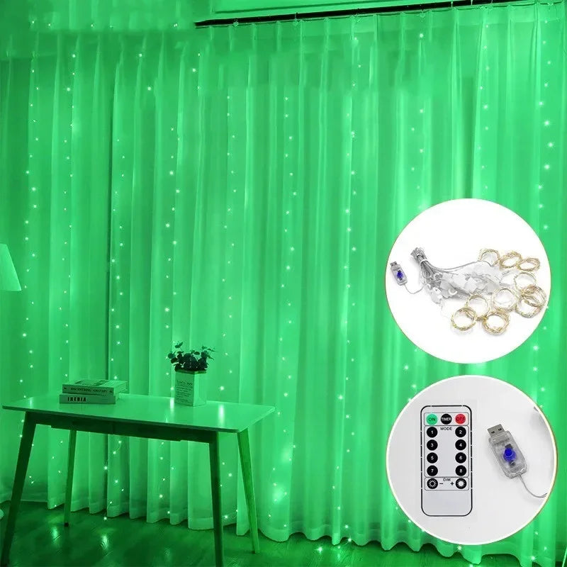 LED Curtain Fairy Lights – 8 Modes with Remote