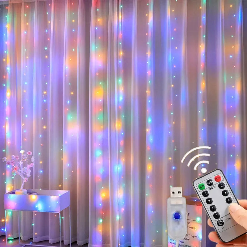 LED Curtain Fairy Lights – 8 Modes with Remote