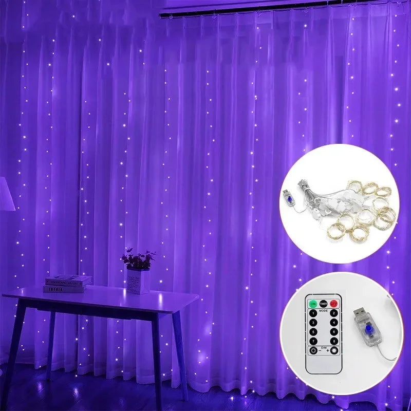LED Curtain Fairy Lights – 8 Modes with Remote