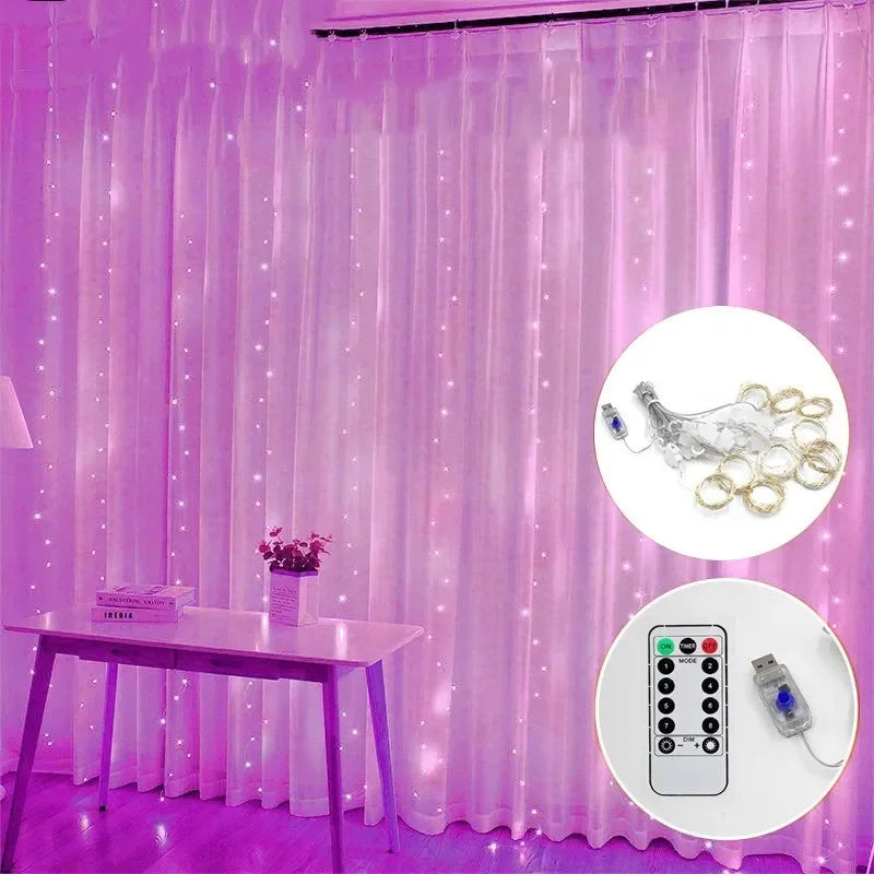 LED Curtain Fairy Lights – 8 Modes with Remote
