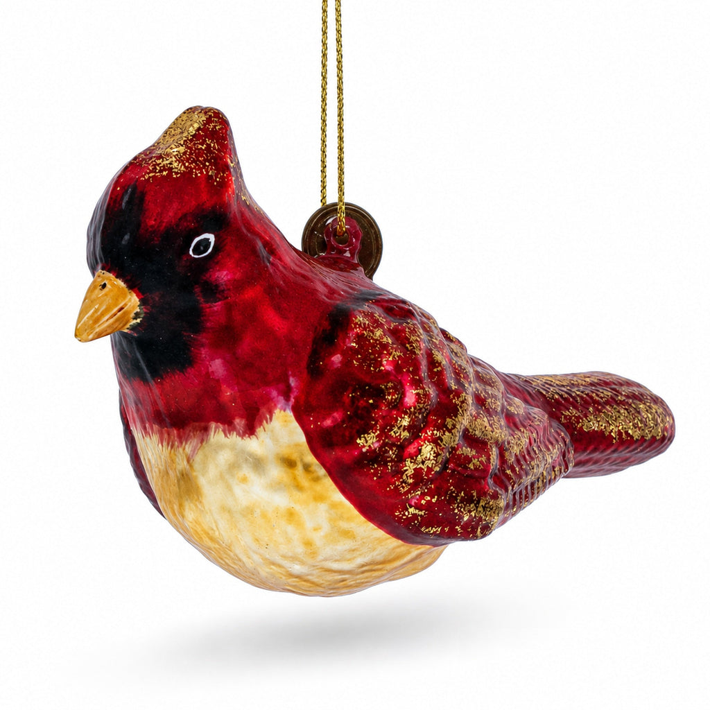 Glittered Red Cardinal Glass Ornament