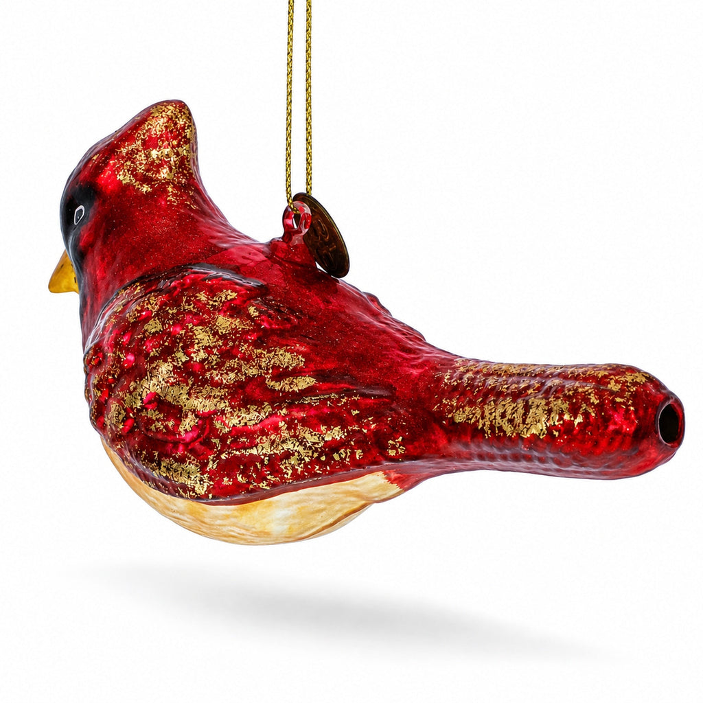 Glittered Red Cardinal Glass Ornament
