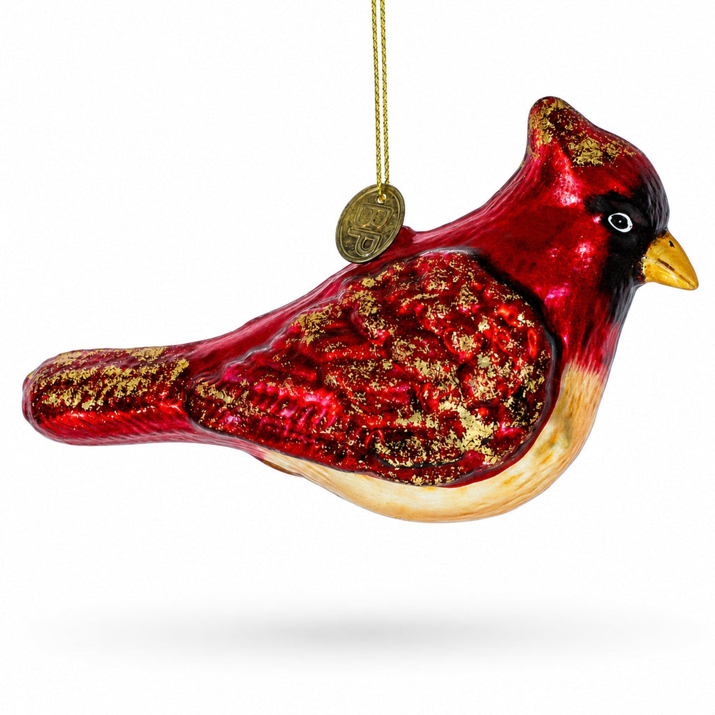 Glittered Red Cardinal Glass Ornament