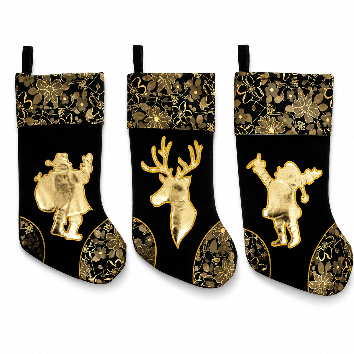 Felt Santa & Reindeer Christmas Stockings (Set of 3)
