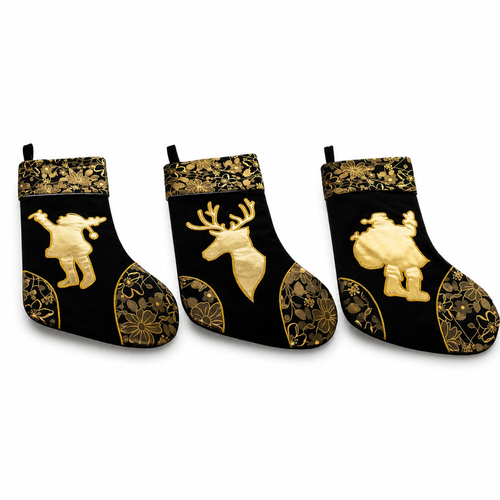 Felt Santa & Reindeer Christmas Stockings (Set of 3)