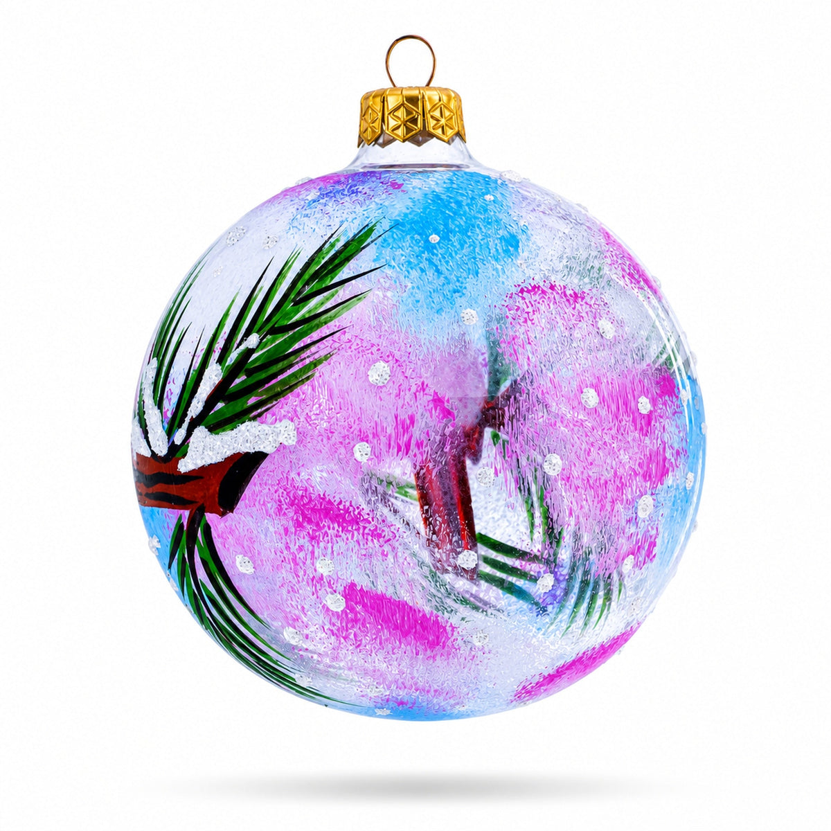Cardinal Pair Glass Ball Ornament