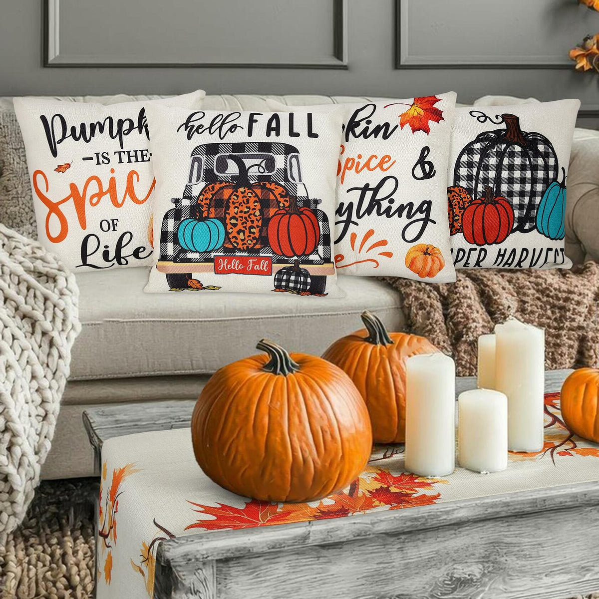 Thanksgiving Pillow & Table Runner Set (5 pcs)