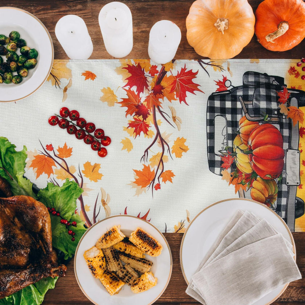 Thanksgiving Pillow & Table Runner Set (5 pcs)
