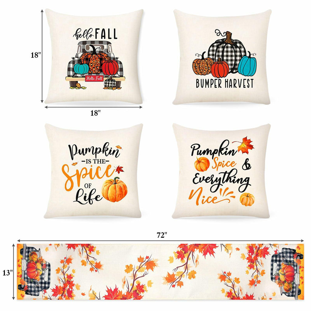 Thanksgiving Pillow & Table Runner Set (5 pcs)